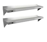 Kukoo, 2 mensole da parete in acciaio inox, 150 x 30 cm