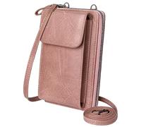 KUKOO Borse a tracolla piccole per le donne PU cuoio cellulare borsa portafoglio con slot per carte di credito, Rosa