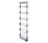 KuKoo Dispensa da cucina estraibile, 46 cm P, 170-195 cm H, chiusura ammortizzata, cestini metallici per armadietti portaoggetti