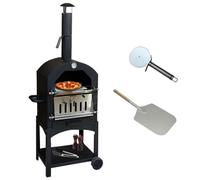 KuKoo Forno Pizza Portatile da Esterno | BBQ e Affumicatore da Giardino in Acciaio Inox | 17L con Griglia di Sfiato, Carbone Warma Lumpwood e Pala per Pizza Inclusa