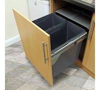KuKoo Pattumiera da cucina estraibile da 90 l, con chiusura ammortizzata, 2 x 40 l, multi scomparto scorrevole, doppio cestino per la cucina