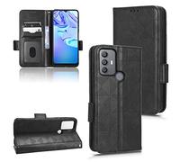 Kukoufey Custodia per Alcatel 1V 2021 6002 Custodia in Pelle Case Cover,Cover per TCL 30 SE 6165H 6165H1,Custodia per TCL 30 E,Custodia per TCL 305 306 Cabina telefonica Case Black
