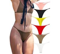 KUKU PANDA Sexy G String Perizoma per Donne Hot Filo Elastico in Cotone Mutandine Senza Cucitura Tangas Biancheria Intima Pacco da 6 Slip (B/W/R/Y/O/C, Small)