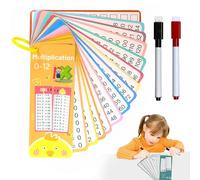 KUKUPOW 1 x 1 Carte Educative, 15 Schede con Tavola delle Moltiplicazioni, Aiuto per Calcolo a Secco, Senza Lubrificare e Senza Residui di Colore, Format Tascabile e Riutilizzabile