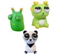 KUKUShining Giocattolo Da Spremere Con Occhi Che Spuntano, Simpatico Giocattolo Antistress Di Verme Verde Che Spunta Palline Squishy Da Spremere(3pcs)