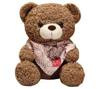 KUKUShining Orsacchiotto Di Peluche, Morbido Coccoloso Bambola Di Peluche Con Sciarpa Rosa Orsetto Seduto Regalo For Bambini Fidanzata(Brown)