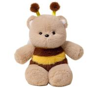 KUKUShining Peluche A Forma Di Ape, Tenero Animaletto Travestito Morbido Cuscino Abbracciabile Peluche A Forma Di Gatto E Orso Con Costume Da Ape(Brown)
