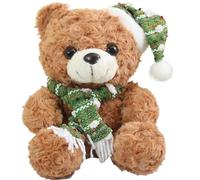 KUKUShining Peluche A Forma Di Orsacchiotto, Carino Con Cappello Da Babbo Natale Sciarpa Imbottita Animali Di Peluche Soffici Bambole For Regali Di(Dark brown)