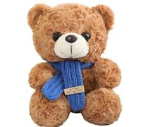 KUKUShining Peluche A Forma Di Orsacchiotto, Carino Con Cappello Da Babbo Natale Sciarpa Imbottita Animali Di Peluche Soffici Bambole For Regali Di(Light brown)