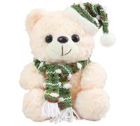 KUKUShining Peluche A Forma Di Orsacchiotto, Carino Con Cappello Da Babbo Natale Sciarpa Imbottita Animali Di Peluche Soffici Bambole For Regali Di(Green)