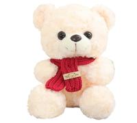 KUKUShining Peluche A Forma Di Orsacchiotto, Carino Con Cappello Da Babbo Natale Sciarpa Imbottita Animali Di Peluche Soffici Bambole For Regali Di(Apricot white)