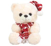 KUKUShining Peluche A Forma Di Orsacchiotto, Carino Con Cappello Da Babbo Natale Sciarpa Imbottita Animali Di Peluche Soffici Bambole For Regali Di(Red)