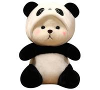 KUKUShining Peluche A Forma Di Panda, Tenero Peluche Con Cappello Rimovibile Cartone Animato Orsacchiotto Seduto Giocattolo For Bambini(26cm/10.2in)