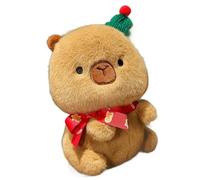 KUKUShining Peluche Capibara Di Natale, Carino Morbido Peluche Di Porcellino D'India Giocattolo Decorazione Per La Casa Cuscino Per Bambini Ragazzi(Brown)