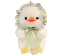 KUKUShining Peluche Di Anatra, Tenero Morbido Di Anatroccolo Con Cappello In Pizzo Peluche A Forma Di Anatra Bianca Kawaii Da Collezionare(Green)