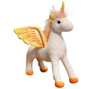KUKUShining Peluche Unicorno, Morbido E Coccoloso Pegaso Con Corna E Ali Lucide Morbido Coccoloso Compagno Di Gioco Per Bambini(Orange,35cm/13.8in)