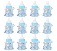 Kukyller 12 pezzi Scatole per caramelle per biberon Bomboniere per biberon Biberon per latte Bomboniere per baby shower Orsetto in plastica Bottiglia di caramelle per decorazioni per feste (Blu)