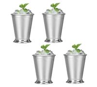 Kukyller 4 pezzi da 400 ml di tazze julep menta, da 14 once di bicchieri cocktail in acciaio inossidabile con bordo rivestimento in perline per succo birra per la birra bevanda bar (Argento classico)