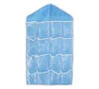 Kukyller Hanging Organizer with 16 Pockets, Over the Door Storage Bag Underwear Organizer with Clear View Pocket for Socks Underwear Bras (Blue)