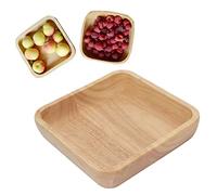 Kukyller Insalata in legno ciotola, piatti per ciotola semplice a bordo quadrato per gli antipasti da noci con risouto di frutta di olive di frutta caramella (18 cm)