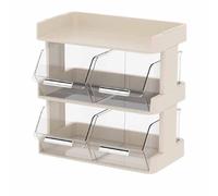 Kukyller Plastic Storage Holder for Tea Bags, Tea Bag Organizer Office Bar Desktop Tea Bag Coffee Capsule Storage Rack Multilayer Countertop Organizer Cream White (3 livelli 30x17x29,5 cm)