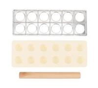 Kukyller Set di stampi per ravioli, Ravioli Maker Press Ravioli Press Maker Strumento per fare gnocchi di plastica in lega di alluminio con mattarello in legno per familiare e