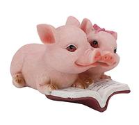 Kukyller Statue di maiale arredamento per la casa, coppia di resin, maiale leggi un libro Figurina per sculture per micro animali per regali di collezione