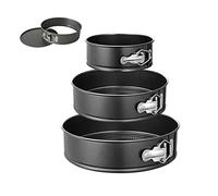 Kukyller Teglia a cerniera 3 pezzi, teglia rotonda per cheesecake, stampo per torta facile da sformare, fondo rimovibile, per torte, pizze e quiche, nero
