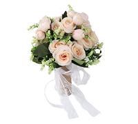 Kukyller Wedding Bouquets for Bride, Artificial Bridal Bouquet Lifelike Modern Elegant Artificial Holding Flowers for Wedding Marriage 8.7 Inch (Champagne)