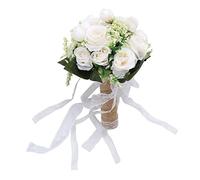 Kukyller Wedding Bouquets for Bride, Artificial Bridal Bouquet Lifelike Modern Elegant Artificial Holding Flowers for Wedding Marriage 8.7 Inch (White)