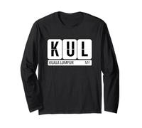 KUL Kuala Lumpur Malaysia Souvenir da Viaggio con Testo Nero Maglia a Manica