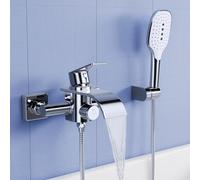 KULACO Rubinetto per vasca con doccetta rubinetto per vasca a cascata miscelatore in ottone per doccia con 3 funzioni rubinetto per vasca con pressostato rubinetto per doccia - cromato