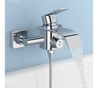 KULACO Rubinetto per vasca da bagno a cascata, rubinetto con interruttore a pressione, rubinetto per vasca da bagno con una sola mano, in ottone, rubinetto per bagno - cromato