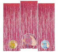 Kulamo Viola Tende Metalliche Feste Frange Scintillanti, Colorato Tende di Tinsel, Tende in Lamina Frange Scintillante, Decorazione Lamina Glitter per Capodanno, Baby Shower, Natale & Nozze (Rosa)