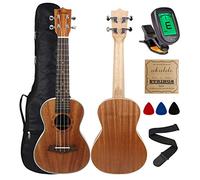 Kulana Deluxe ukulele, in legno di mogano con rilegatura e corde Aquila + GigBag Concerto