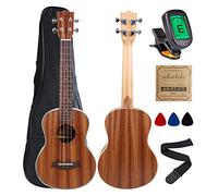 Kulana Deluxe ukulele, in legno di mogano con rilegatura e corde Aquila + GigBag tenore
