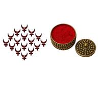 KULIA® Chand Bindi con polvere Sindoor e adesivo tatuaggio temporaneo sulla fronte pietra Tikka Bindi gemme per il viso donna accessori Bindi sposa gioielli il viso 6 pezzi regali donna KarwaChauth