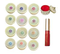 KULIA® Round Dots Crystal Bindi Donne Tikka Tatuaggi Adesivi Multicolore Bindi Intagliato a Mano Kumkum Box Rosso Sindoor Fronte Tikka Matrimonio Bindi 12 Pezzi Bollywood Festa Mix Dimensioni