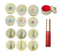 KULIA® Round Dots Crystal Bindi Tatuaggi Adesivi Multicolore Donne Bindi Fronte Tikka Mix Bindi 12 Pezzi Intagliato a Mano Sindoor Kumkum Box Etnico Bindi Bollywood Festa Mix Dimensioni Cristallo