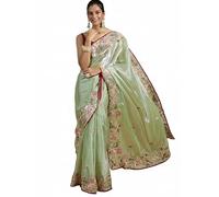 KULIA® Sari di seta da donna con camicetta non cucita, regalo di nozze, Viola, L