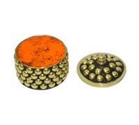 KULIA® Sindoor Box Round Shape Kumkum Holder Sindoor Dani Indian Box For Women Hand Carved Hindu Pooja Set Kumkum Box Free Sindur Powder Memory Jewellery Organizer Box Home Decor Wedding Gifts