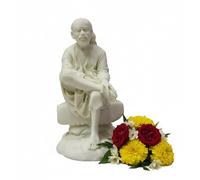 KULIA Statua di Sai Baba statuetta decorativa di Dio statua religiosa intagliata a mano oggetto per Pooja indiano statua in resina di Dio della benedizione decorazione per tempio domestico pezzo