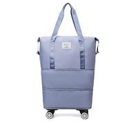 Kulken Borsa da viaggio con ruote, Nuova valigia pieghevole di grande capacità, Borsa da viaggio Duffels con ruota, Sport Gym Bag Weekend Overnight,Universale rimovibile (Blue)