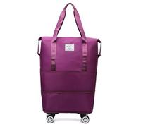 Kulken Borsa da viaggio con ruote, Nuova valigia pieghevole di grande capacità, Borsa da viaggio Duffels con ruota, Sport Gym Bag Weekend Overnight,Universale rimovibile (Dark Purple)