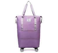 Kulken Borsa da viaggio con ruote, Nuova valigia pieghevole di grande capacità, Borsa da viaggio Duffels con ruota, Sport Gym Bag Weekend Overnight,Universale rimovibile (Purple)