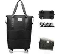 Kulken Travel Bag with Wheels, 2025 New Large Capacity Travel Bag - Tote Bag with Storage Space (Black)