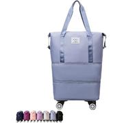 Kulken Travel Bag with Wheels, 2025 New Large Capacity Travel Bag - Tote Bag with Storage Space (Blue)