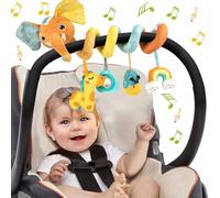 Kulveanju Carrozzina giocattolo per bambini, ovetto, seggiolino per auto, giocattolo a spirale, giocattolo di peluche, giocattolo per neonati, ragazze e ragazzi, 3 6 9 12 mesi, elefante arancione