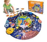 Kulveanju Puzzle Bambini 3 4 5 6 Anni, 128 Pezzi Puzzle da Viaggi Nello Spazio, Grande Circolare Puzzle, Giochi Creativi Puzzle Regalo per Ragazzi e Ragazze 3-7 Anni, 44x45 cm