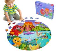 Kulveanju Puzzle Bambini 3 4 5 6 Anni, 128 Pezzi Puzzle da Vulcano Dinosauro, Grande Circolare Puzzle, Giochi Creativi Puzzle Regalo per Ragazzi e Ragazze 3-7 Anni, 42x42 cm